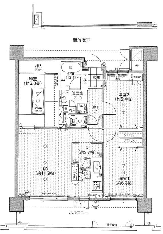 Floor plan. 3LDK, Price 18.3 million yen, Occupied area 67.44 sq m