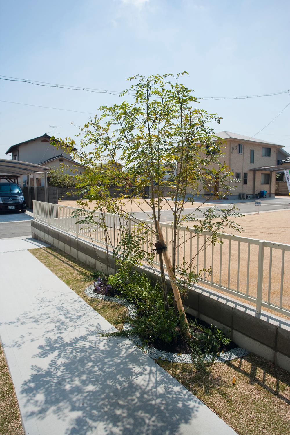Garden. Implantation in the spacious parking lot