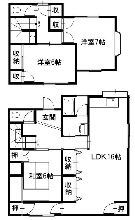 Floor plan. 15.5 million yen, 3LDK, Land area 153.03 sq m , Building area 97.71 sq m