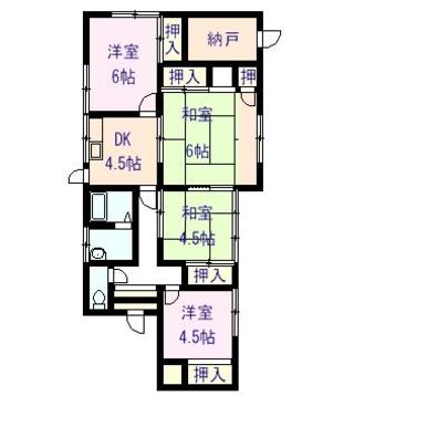 Floor plan. 11,260,000 yen, 4DK, Land area 186.14 sq m , There is a building area of 61.75 sq m warehouse.