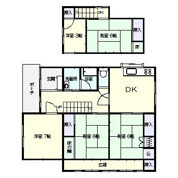 Floor plan. 14.8 million yen, 5DK, Land area 189.56 sq m , There is a Japanese-style room of the building area 97.43 sq m 2 between the More