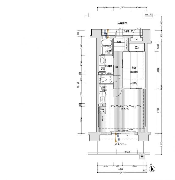 Floor plan. 1LDK, Price 9.8 million yen, Occupied area 50.83 sq m , Balcony area 10.67 sq m