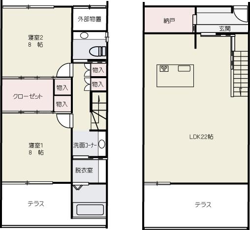 Floor plan. 34 million yen, 2LDK, Land area 145.46 sq m , Building area 104.58 sq m floor plan