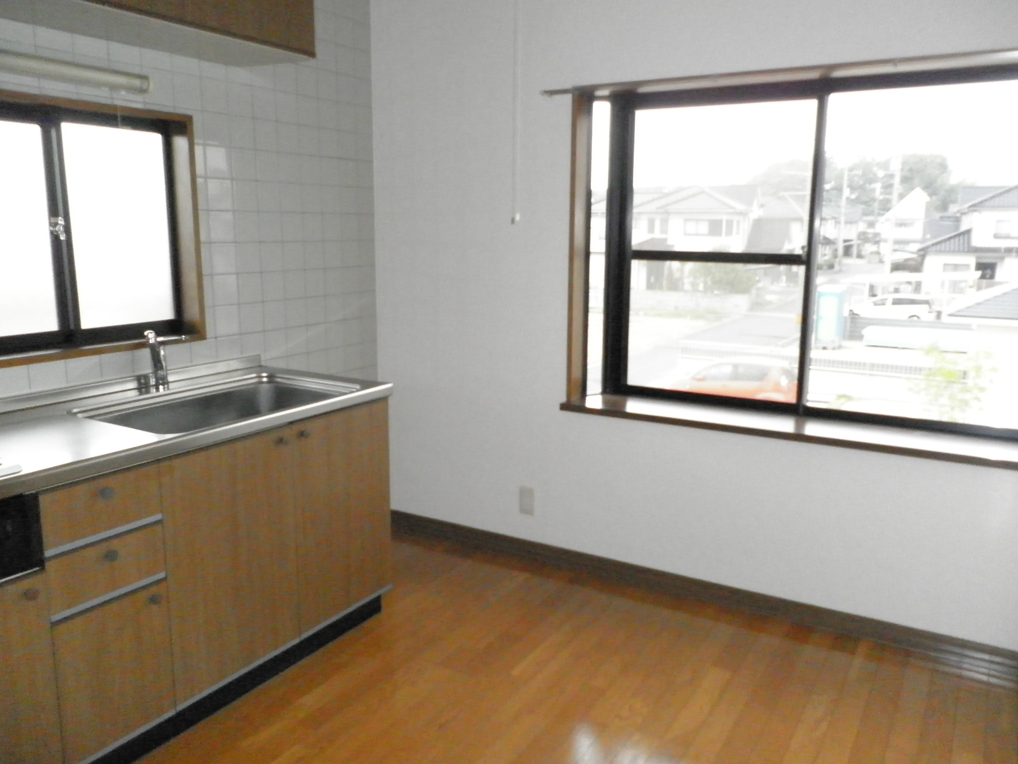 Kitchen. Bright kitchen with a bay window