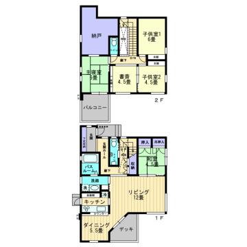 Floor plan. 22,300,000 yen, 4LDK+S, Land area 327.58 sq m , Building area 129.46 sq m is a bright and open floor plan. 