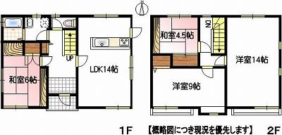 Floor plan. 14.8 million yen, 4LDK, Land area 194.85 sq m , Building area 105.17 sq m