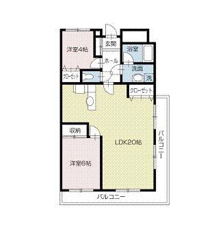 Floor plan. 2LDK, Price 11.9 million yen, Occupied area 64.15 sq m , Balcony area 15.07 sq m