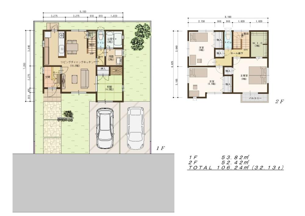 Building plan example (Perth ・ Introspection). Building plan example (No. 3 locations) Building Price Ten thousand yen, Building area sq m