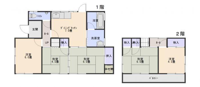 Floor plan. 8.8 million yen, 5DK, Land area 225.06 sq m , Building area 93.68 sq m