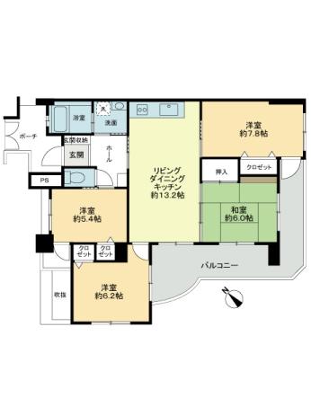 Floor plan. 4LDK, Price 24,800,000 yen, Occupied area 82.18 sq m , Balcony area 18.59 sq m