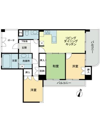 Floor plan. 3LDK, Price 14.8 million yen, Occupied area 77.55 sq m , Balcony area 16.8 sq m