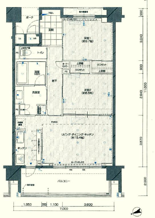 Floor plan. 2LDK, Price 30 million yen, Occupied area 70.89 sq m , Balcony area 12.7 sq m floor plan