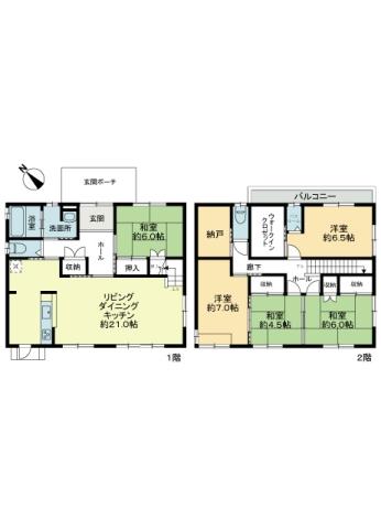 Floor plan. 29,800,000 yen, 5LDK, Land area 356.36 sq m , Building area 141.74 sq m