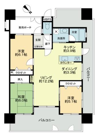 Floor plan. 3LDK, Price 28.8 million yen, Occupied area 78.98 sq m , Balcony area 39.71 sq m