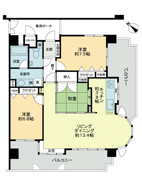 Floor plan. 3LDK, Price 25,500,000 yen, Occupied area 79.06 sq m , Balcony area 29.47 sq m