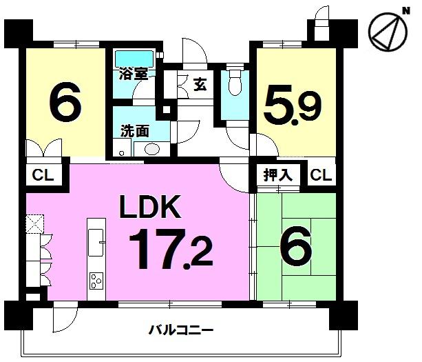 Floor plan. 2LDK + S (storeroom), Price 21.3 million yen, Occupied area 74.46 sq m , Balcony area 17.86 sq m floor plan