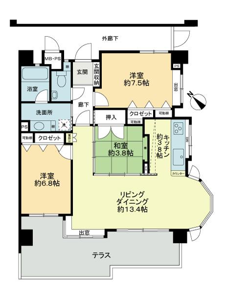 Floor plan. 3LDK, Price 24,900,000 yen, Footprint 82.5 sq m