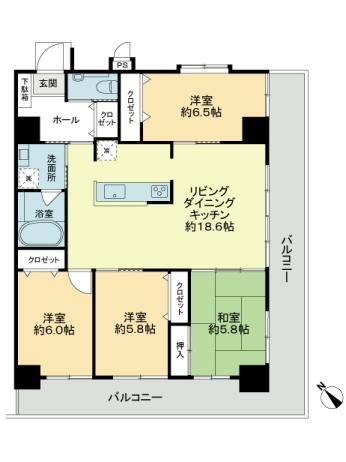 Floor plan. 4LDK, Price 26,800,000 yen, Occupied area 91.91 sq m , Balcony area 26.25 sq m