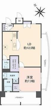 Floor plan. 1LDK, Price 18,800,000 yen, Occupied area 52.86 sq m , Balcony area 19.36 sq m