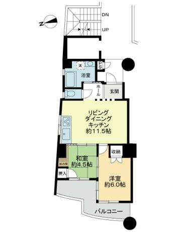 Floor plan. 2LDK, Price 13.8 million yen, Occupied area 50.42 sq m , Balcony area 9.61 sq m