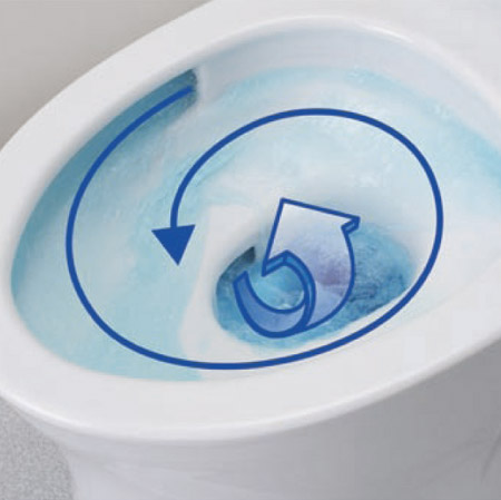 Toilet.  [Twin Tornado cleaning] Horizontal rotation and vertical rotation, Two of water will wash efficiently. So, Firm will wash away the dirt with less water. (Same specifications)