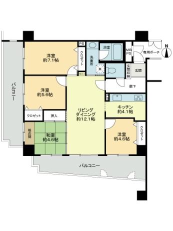 Floor plan. 4LDK, Price 24.5 million yen, Occupied area 85.35 sq m , Balcony area 29.58 sq m
