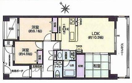 Floor plan. 3LDK, Price 23 million yen, Occupied area 69.67 sq m , Balcony area 10.77 sq m floor plan