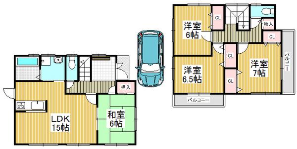 Floor plan. 28.8 million yen, 4LDK, Land area 94.55 sq m , Building area 98.81 sq m economical solar power generation mortgage