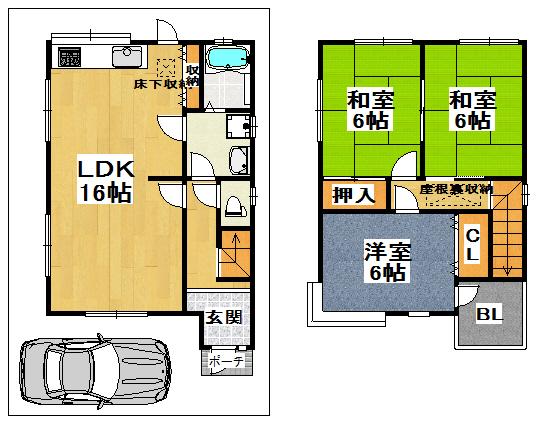 Floor plan. 13.8 million yen, 3LDK, Land area 63.76 sq m , Building area 73.5 sq m