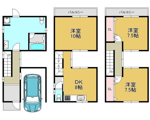 Floor plan. 18.9 million yen, 3DK+S, Land area 83.9 sq m , Spacious living space in the building area 106.92 sq m all room 6 tatami mats or more