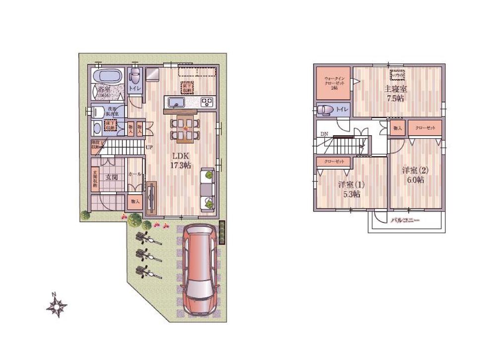 Floor plan. (Green Garden Tashiden No. 2 locations), Price 31,340,000 yen, 3LDK, Land area 82.57 sq m , Building area 90.18 sq m