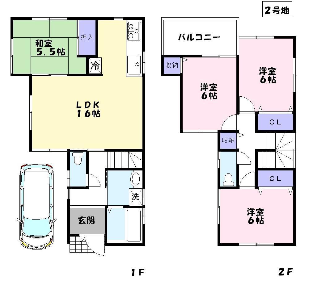 Floor plan. (No. 2 locations), Price 25,800,000 yen, 4LDK, Land area 93.85 sq m , Building area 93.96 sq m