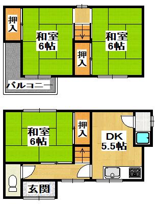 Floor plan. 4 million yen, 3DK, Land area 45.15 sq m , Building area 54.64 sq m
