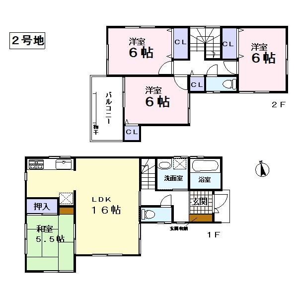 Floor plan. (No. 2 locations), Price 25,800,000 yen, 4LDK, Land area 93.85 sq m , Building area 93.96 sq m