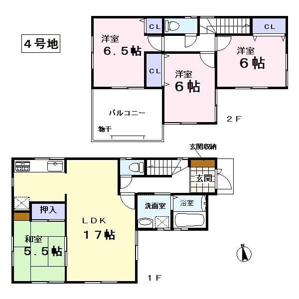 Floor plan. (No. 4 locations), Price 25,800,000 yen, 4LDK, Land area 92.48 sq m , Building area 93.96 sq m