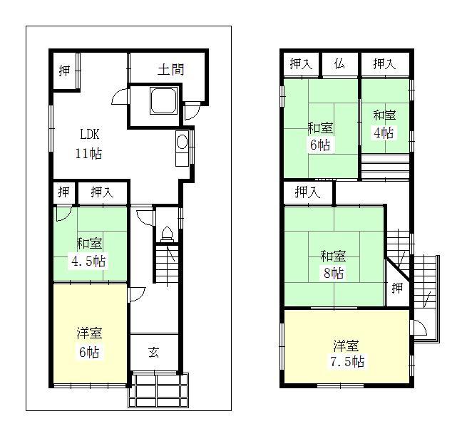 Floor plan. 7.8 million yen, 6LDK, Land area 129.81 sq m , Building area 84.33 sq m