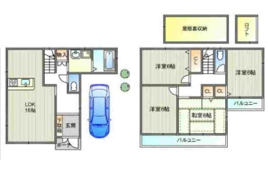 Floor plan. 22.5 million yen, 4LDK, Land area 82.8 sq m , There is also a floor plan of the building area 93.15 sq m 4LDK + garage loft