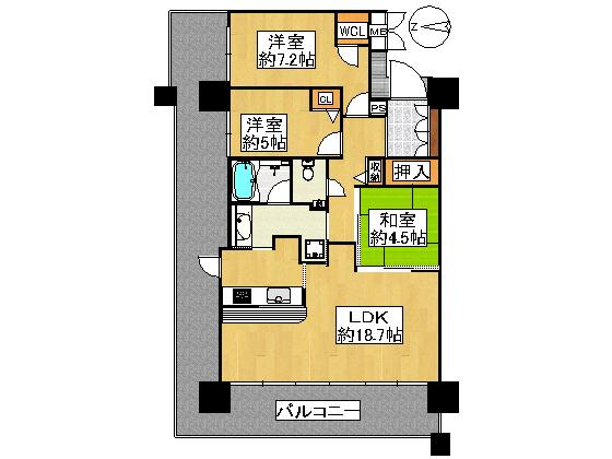 Floor plan. 3LDK, Price 33,800,000 yen, Occupied area 78.38 sq m , Balcony area 37.41 sq m