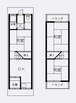 Floor plan. 2.1 million yen, 3DK, Land area 33.75 sq m , Building area 57.42 sq m