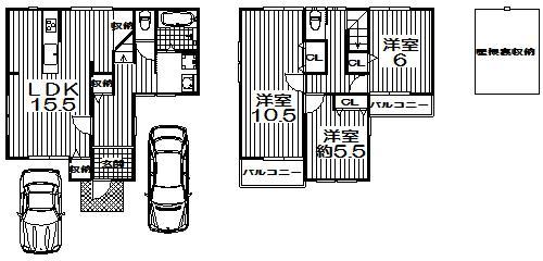 Floor plan. 24,800,000 yen, 3LDK, Land area 100.26 sq m , Building area 92.34 sq m