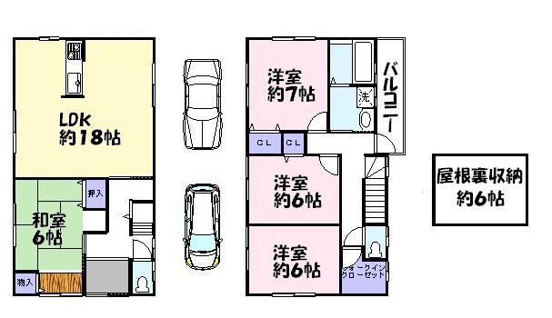 Floor plan. 26,800,000 yen, 4LDK + S (storeroom), Land area 119.34 sq m , Building area 104.89 sq m