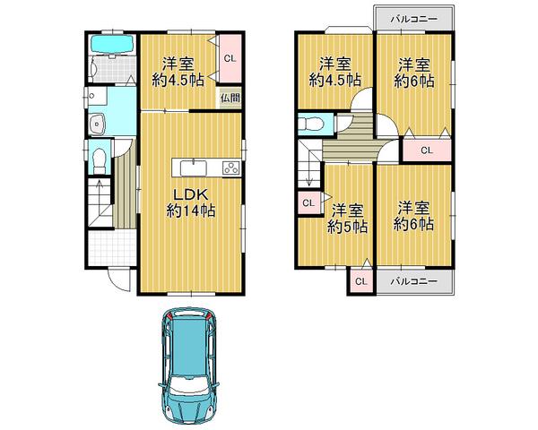 Floor plan. 26,800,000 yen, 5LDK, Land area 118.51 sq m , Building area 91.53 sq m