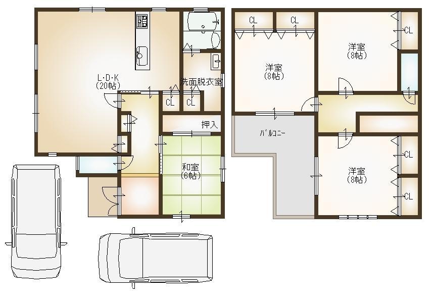 Floor plan. Price 40,800,000 yen, 4LDK, Land area 125 sq m , Building area 121.5 sq m