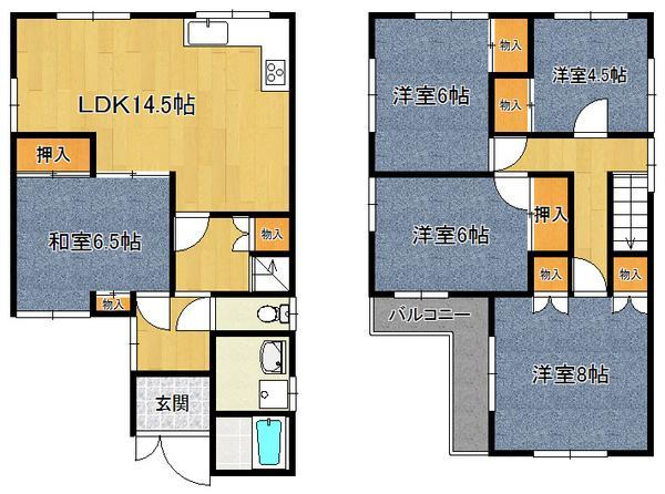 Floor plan. 24,800,000 yen, 5LDK, Land area 103.63 sq m , Residence of building area 105.3 sq m storage space plentiful 5LDK