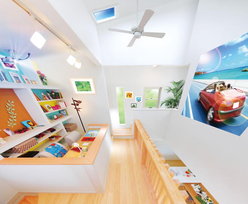 Model house photo. Model house, which was installed a home theater. Enjoy a dynamic screen from the second floor hallway of the study space.