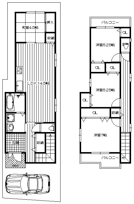 Floor plan. 23.8 million yen, 4LDK, Land area 91.83 sq m , Building area 96 sq m plan view