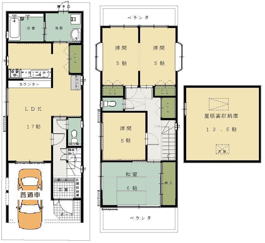 Floor plan. 18,800,000 yen, 4LDK, Land area 76.18 sq m , Building area 93.15 sq m spacious bathroom 1.25 square meters! It is each floor toilet! 