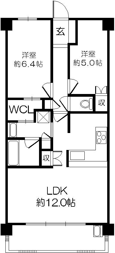 Floor plan. 2LDK, Price 25,800,000 yen, Footprint 57.6 sq m , Balcony area 11.02 is the floor plan of sq m 2LDK