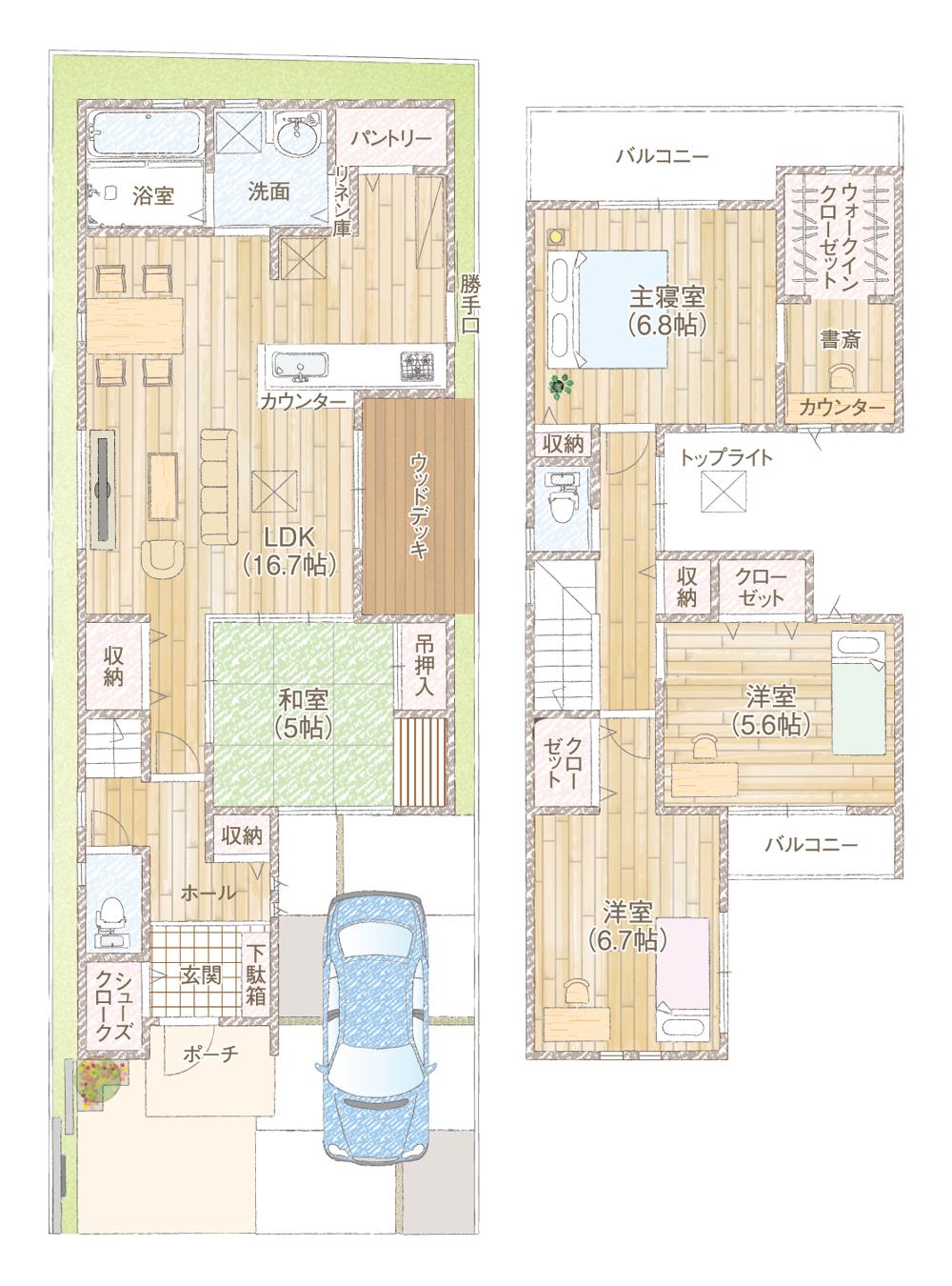 Floor plan. 28,900,000 yen, 4LDK + S (storeroom), Land area 108.47 sq m , Floor plan that fulfilled the ideal of building area 98 sq m wife. Point each week, such as housework conductors and ingenuity has been housed.