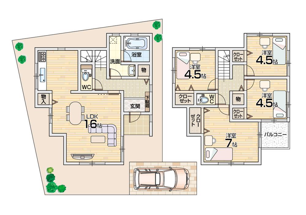 Floor plan. (No. 2 locations), Price 19,800,000 yen, 4LDK, Land area 90.85 sq m , Building area 88.29 sq m